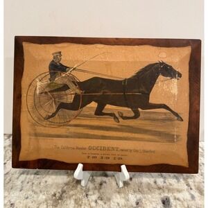 Antique Occident The CA Wonder Horse Racing Print Mounted Wood Gov L Stanford